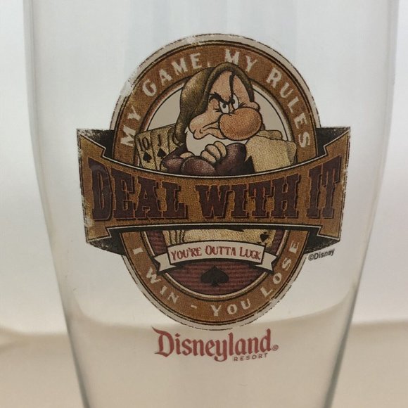 Disneyland Resort Grumpy My Game My Rules I Win Tall Pilsner Beer Glass Stein - Picture 2 of 15